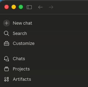 Barra lateral de Claude.ai que muestra la opcion Proyectos para los flujos de trabajo de las pequenas empresas